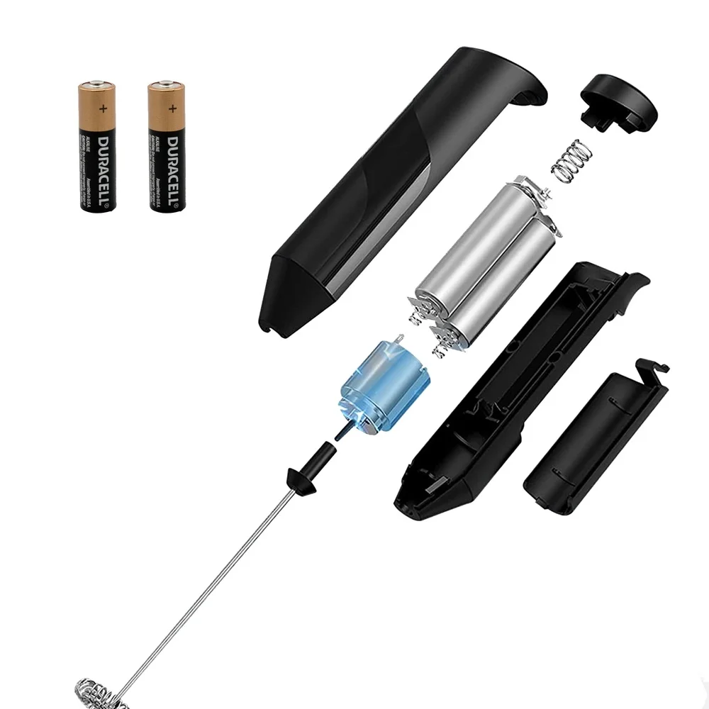 배터리로 작동되는 휴대용 우유 거품기 스테인레스 스틸 거품기 라떼 카푸치노 커피 음료 소형 휴대용 간편한 청소