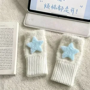 Y2K-Women's Plush Star Ohrschernungen, dick, heiß, Fingerhandschuhe, Falten, Ohrgläser, MaschenjK, Outdoor, Touchscreen, Winter 6 Hauptverkaufshandschuhstar - №6