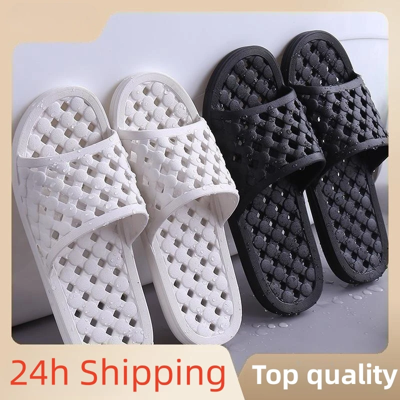 Unisex Bathroom Non-slip Flip Flops Bath Slippers Indoor Home Men Soft Comfortable Couple Family Flat Shoes Hotel Sandals Women