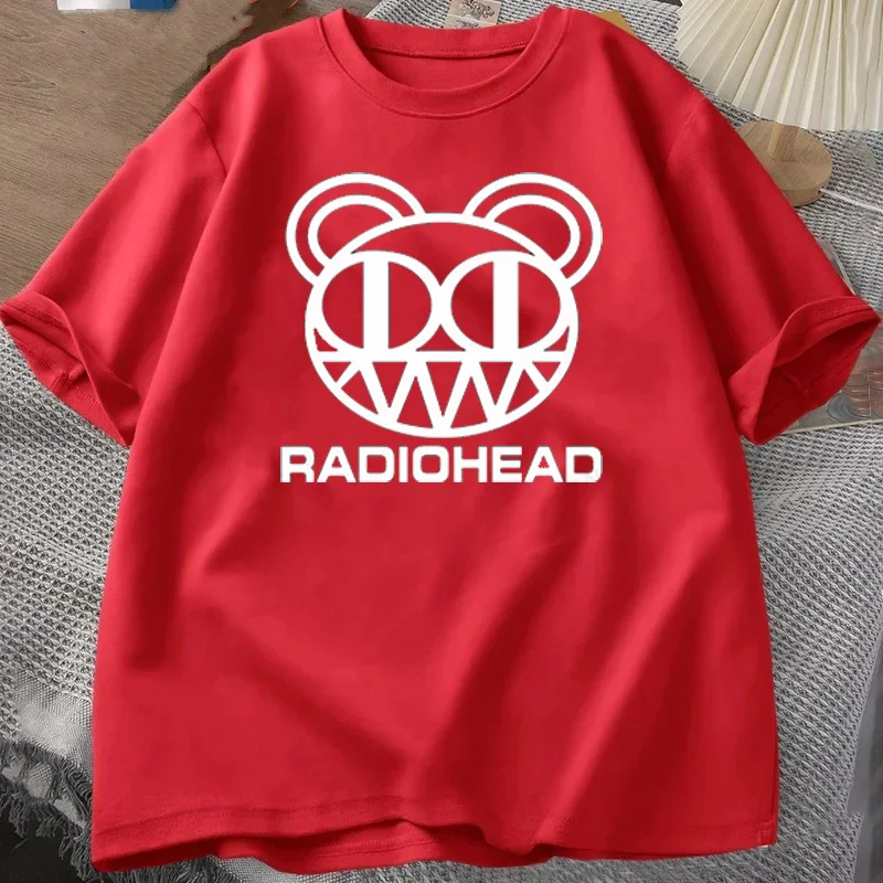 レトロ Radiohead 男性と女性のファッションコットン Tシャツメンズ Tシャツ半袖 Tシャツロックバンド Camisetas 紳士服