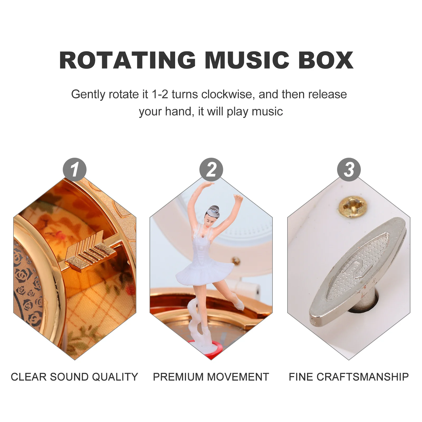

Desktop Music Jewelry Box Double Heart Style Rotating Ballet Inspired Decoration Play Soothing Melody Store Jewelry in Built-in
