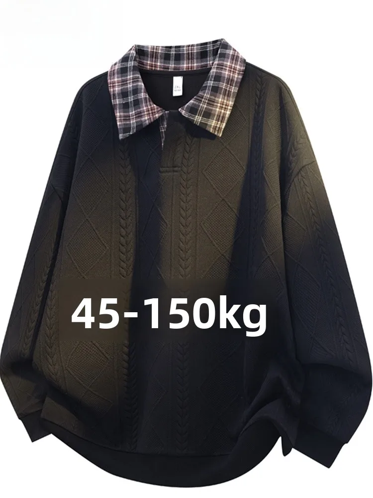 

Large Size Men's Sweatshirt Casual Collar Long Sleeve Loose Fit Spring Autumn New Style Comfortable Polyester Fiber Base...