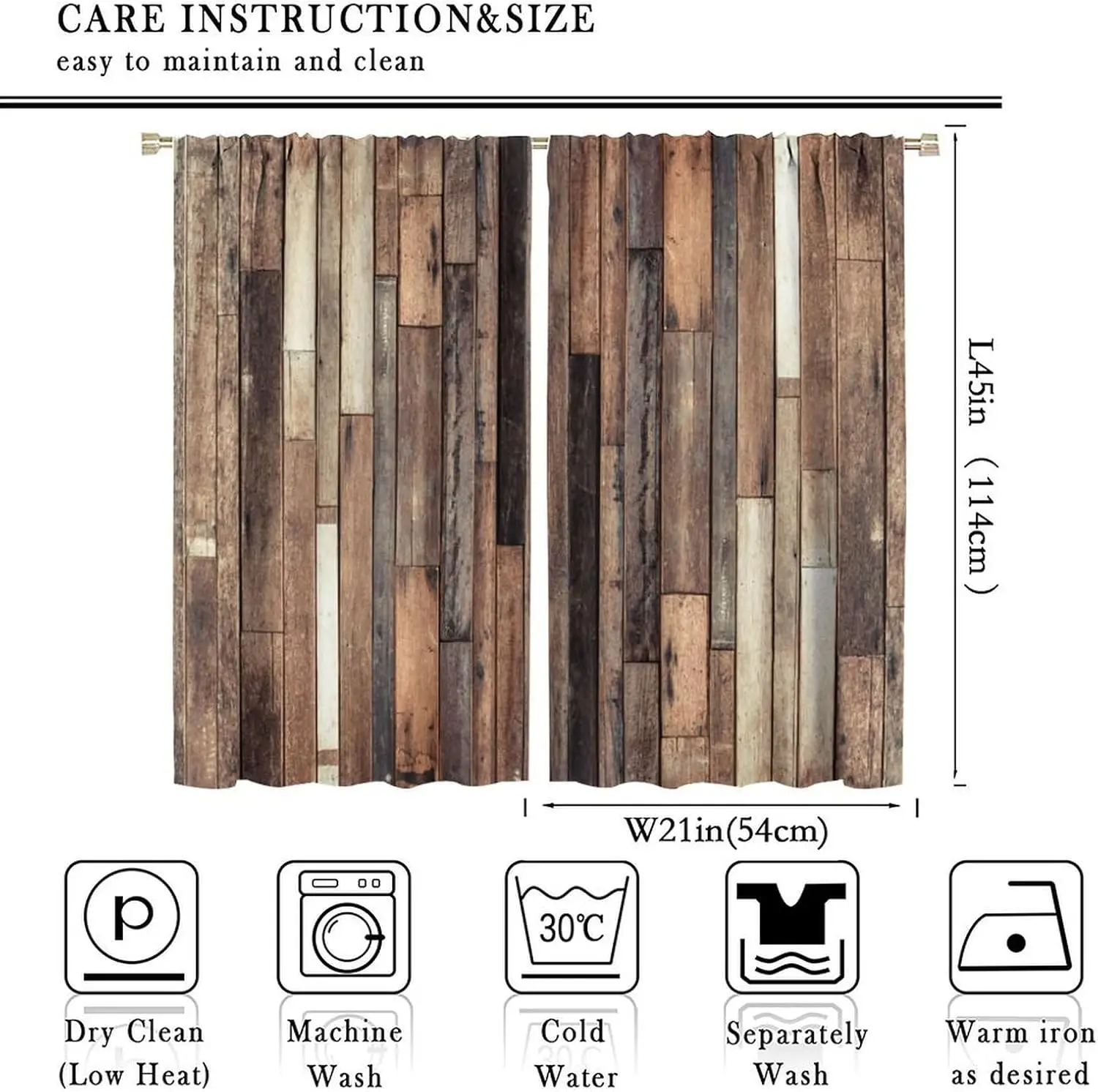 ستائر خشبية ريفية، ستائر نافذة بنمط لوح بني عتيق لبيت المزرعة لغرفة النوم وغرفة المعيشة مقاس 42 × 45 بوصة #3