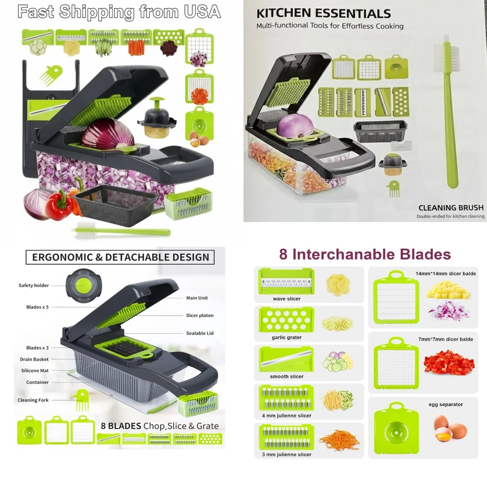 

Fruit & Vegetable Tools15 in 1 vegetable chopper dicer slicer with container mandoline cutter everything kitchen gadget