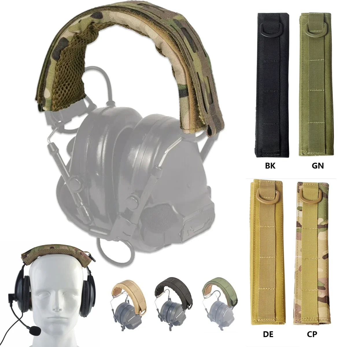 Modular Headset Rail Cover Molle Headband Tactical Earphone Microphone Protection Case Hunting Earmuff Headphone Stand Strap