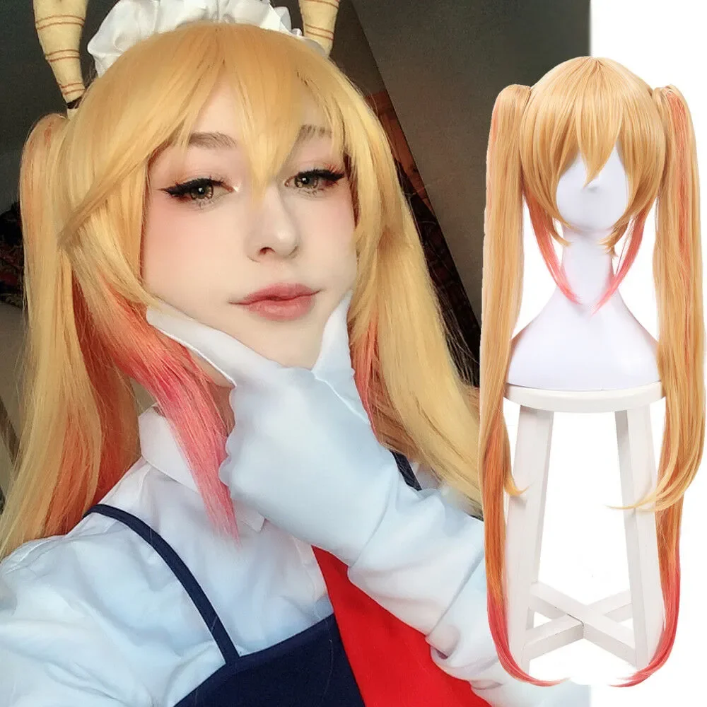 

Miss Kobayashi's Dragon Maid Tooru Pink & Blonde Straight Wig Long 2 Ponytails Cosplay Full Wigs