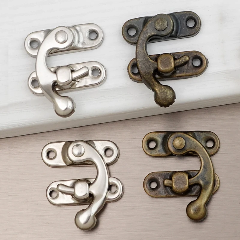 100Pcs Small Vintage Latch For Wooden Box Iron Suitcase Hasp Hook Lock Jewelry Case Toggle Latch Furniture Hardware Parts