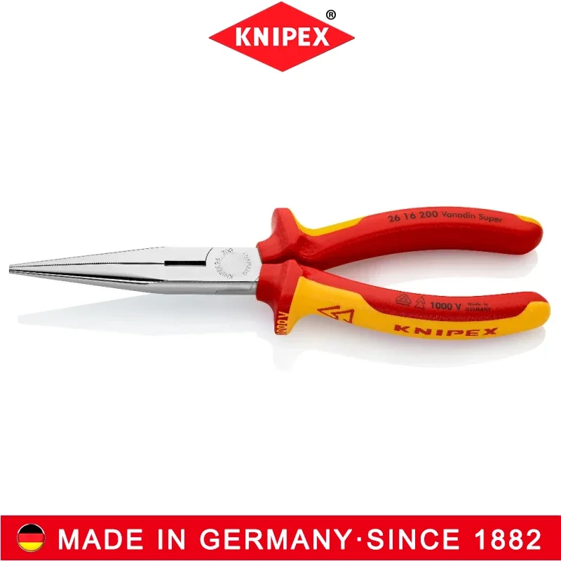 KNIPEX  Snipe Nose Side Cutting Pliers Long Nose Stork Beak Plier 200mm 1000V Insulated  Wire Stripper Tool  2616200