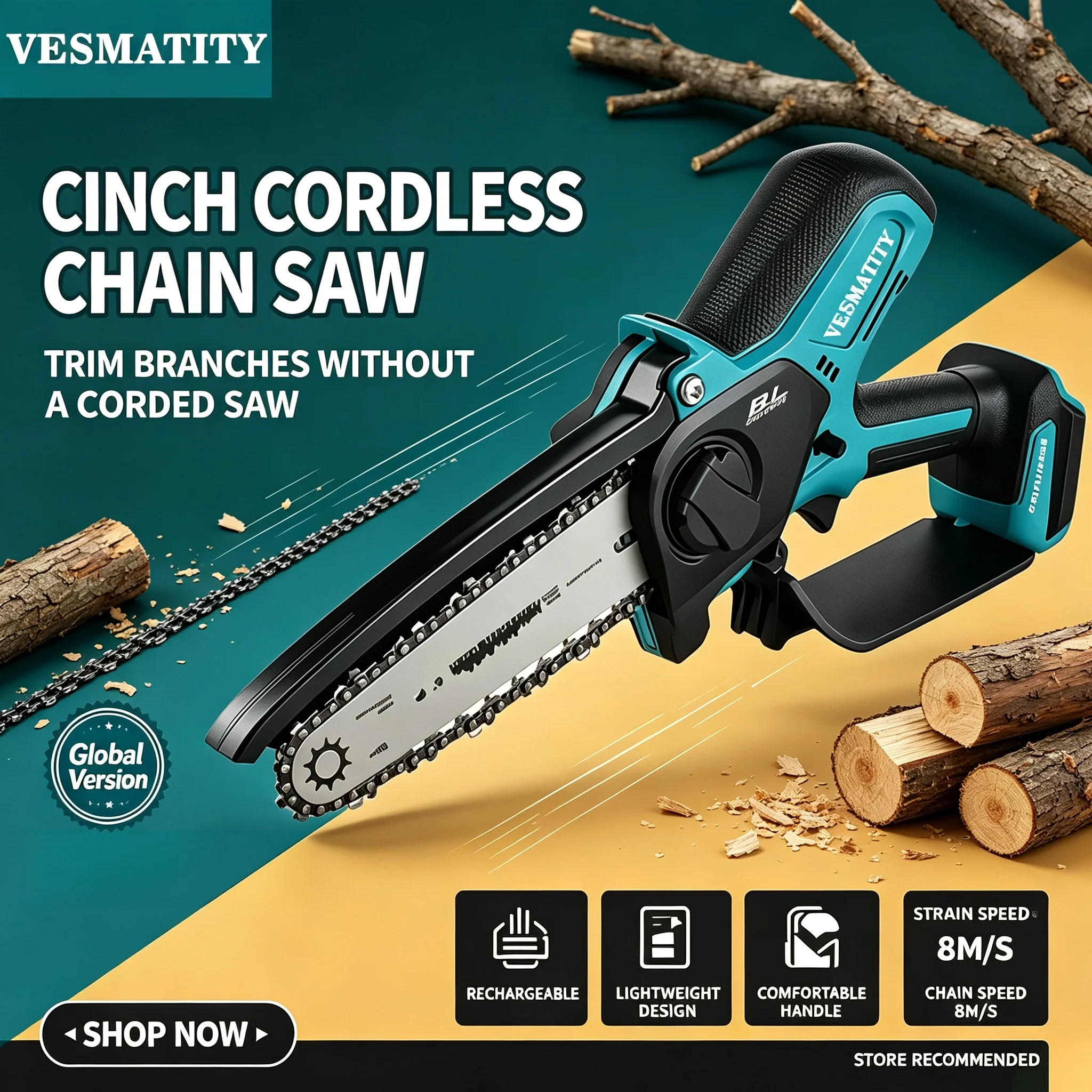 Electric Chain Saw Pruning Saw Brushless Cordless Power Tools for 18v Battery Mini Electric Saw Garden Power Tools