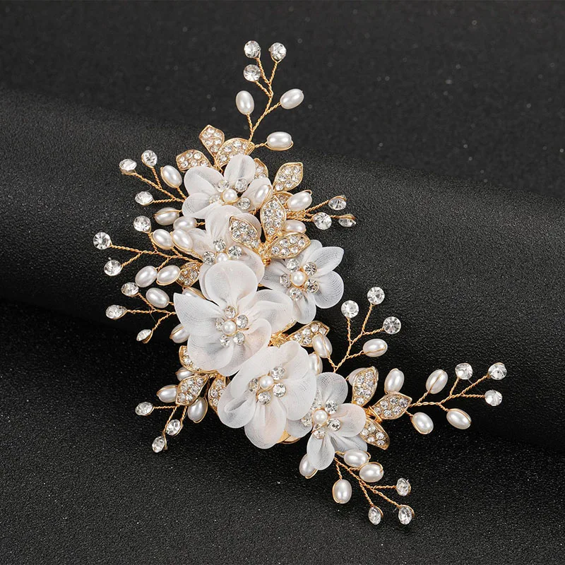 

Floralbride Handmade Wired Crystal Pearls Flower Leaf Wedding Hair Clip Barrettes Bridal Headpieces Hair accessories Bridesmaids