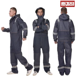 Solid-resistant conjoined work clothes suit men's thickened reflective anti-static wear-resistant dust-proof clothes electric