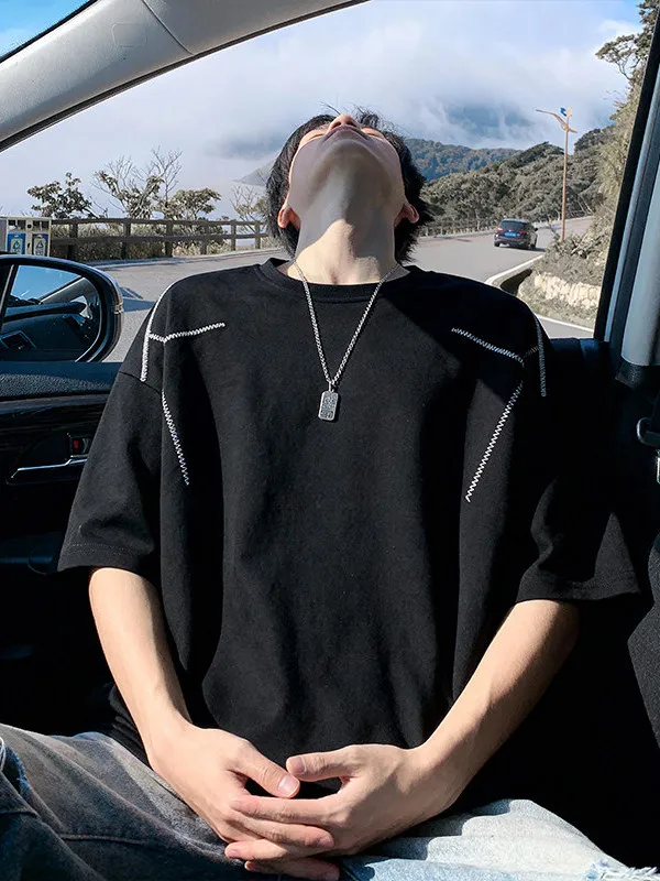 

Heavyweight Long Sve T-irt Men's Spring Autumn American High Street Large Size ort Sve Casual Cotton Polyester Blend