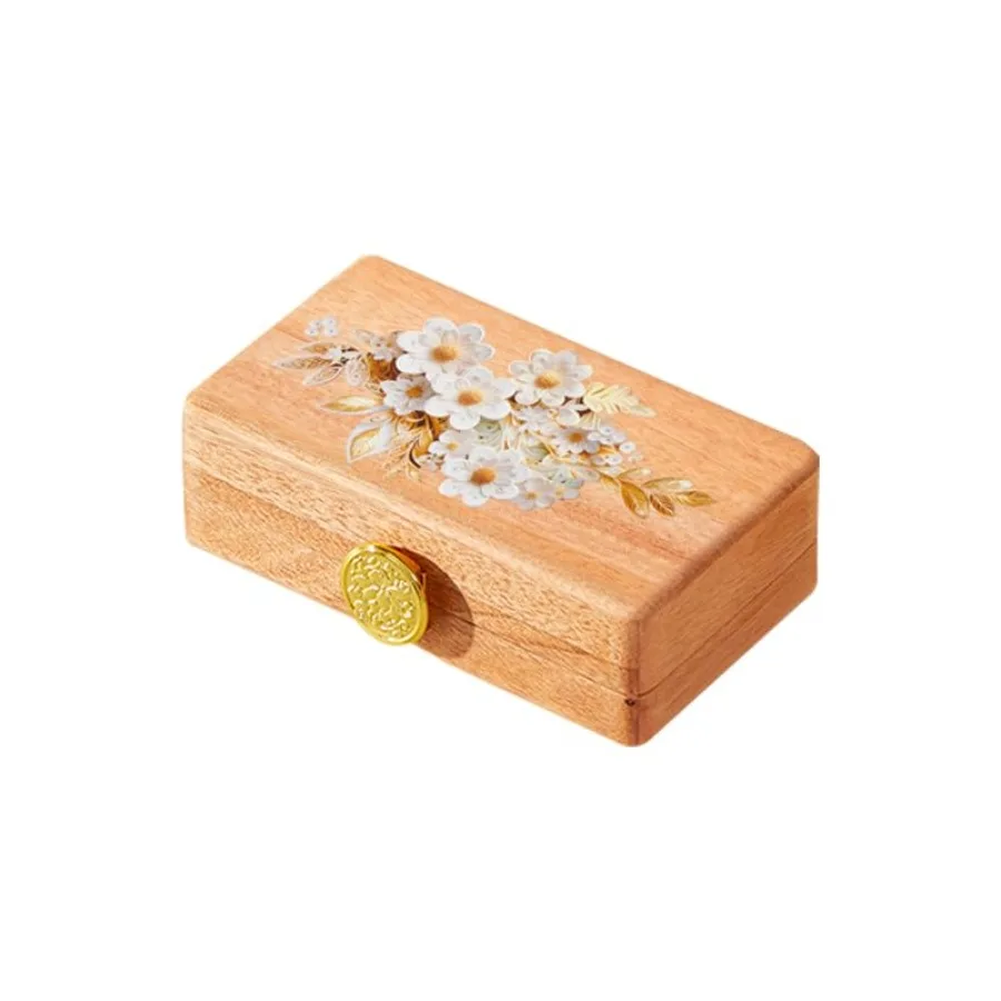 

Travel Jewelry Case Small Wood Jewelry Organizer Jewelry Box for Women Pine Wood Print B