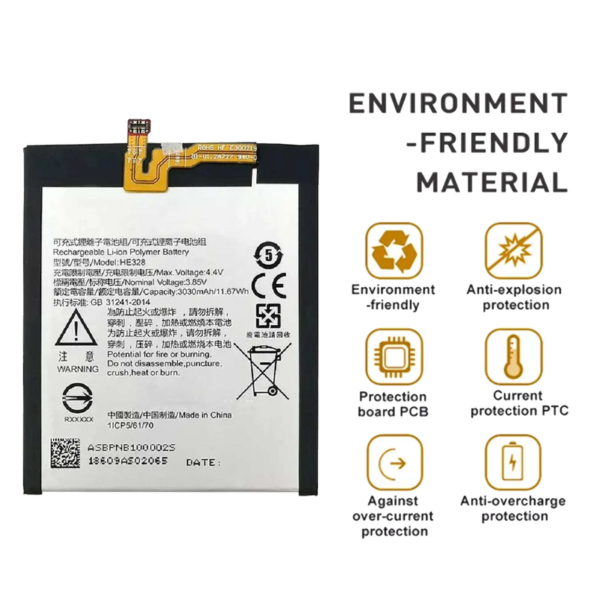 100% Original Capacity HE328 Battery for Nokia 8 NK8 TA-1004 TA-1012 TA-1052 Repair Part Mobile Phone Batteries Bateria