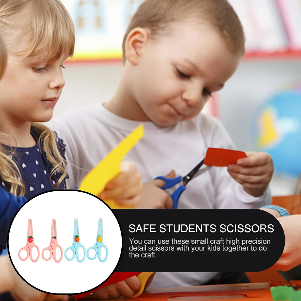 

4Pcs Cartoon Safety Scissors Portable Multi-Function Paper Cutting Scissors for Craft DIY Art Scrapbooking Students Use