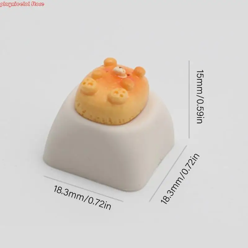 E8BA Resin ESC Keycap تتميز بتصميم الدب الكرتون ثلاثي الأبعاد للوحات المفاتيح الميكانيكية المريحة كتابة اللون الأصفر الوردي