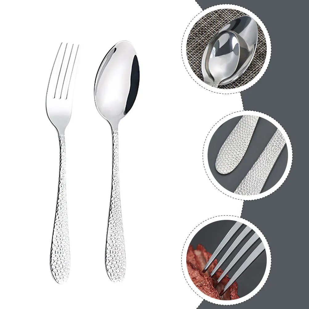 

1Set Stainless Steel Fork Spoon Set Snakeskin Design Western Food Tableware Kitchen Utensils Heatresistant Comfortable