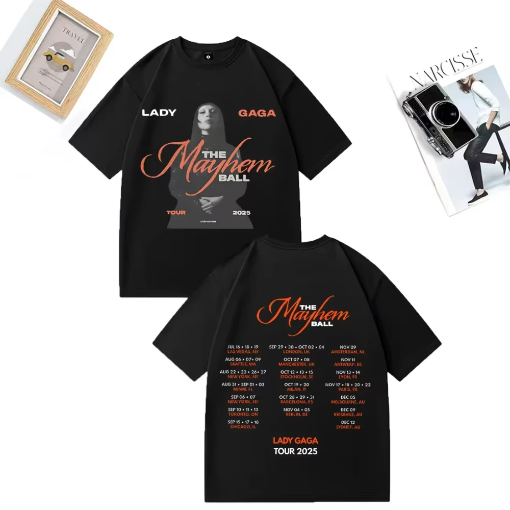 2026-nova-senhora-gaga-the-mayhem-ball-tour-tshirts-algodao-moda-em-torno-do-pescoco-manga-curta-camisetas-oversized-streetwear