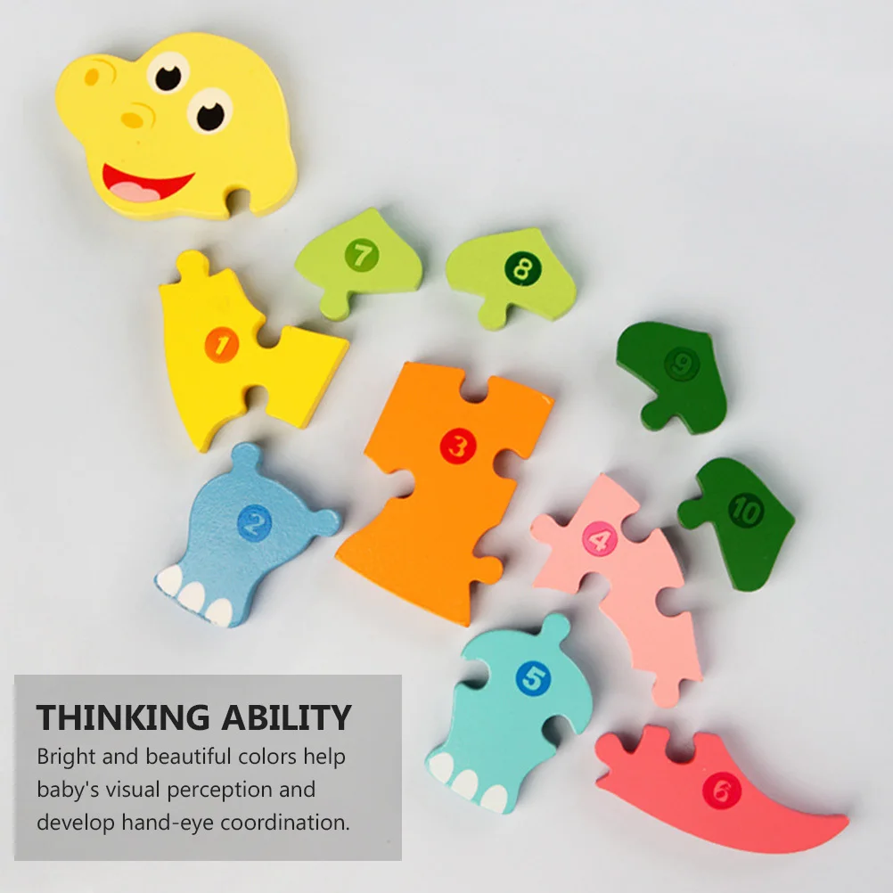 1 stuks houten dierenpuzzel voor kinderen cartoon dinosaurus giraffe educatief leerspel felle kleur fijne motoriek