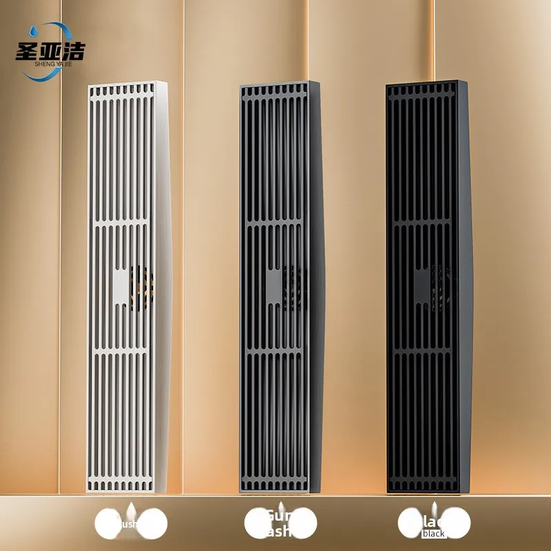 Floor Drain Slope Long Strip Shower Anti-water Odor-proof 304 Stainless Steel Gun Gray Brushed Grille Extra Thick Straight Row