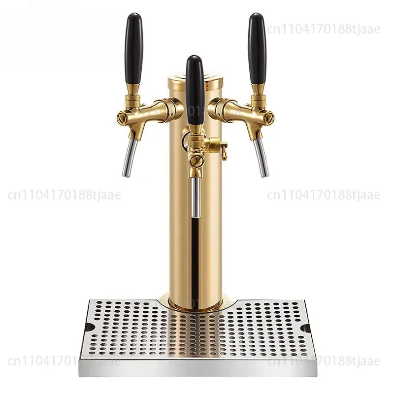 Golden beer wine column, wine tower, with adjustable faucet drip tray  3 holes tower full set