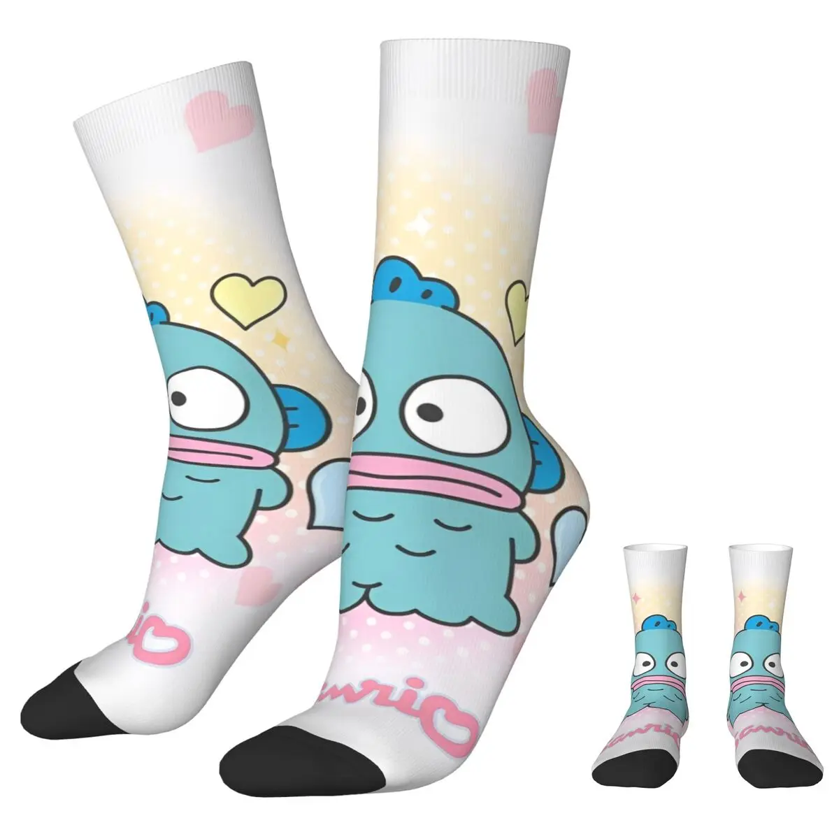 Hangyodon LOVE Cartoon Socks Men's Women's Polyester Fashion Cute Kawaii Socks Novelty Spring Summer Autumn Winter Socks Gift