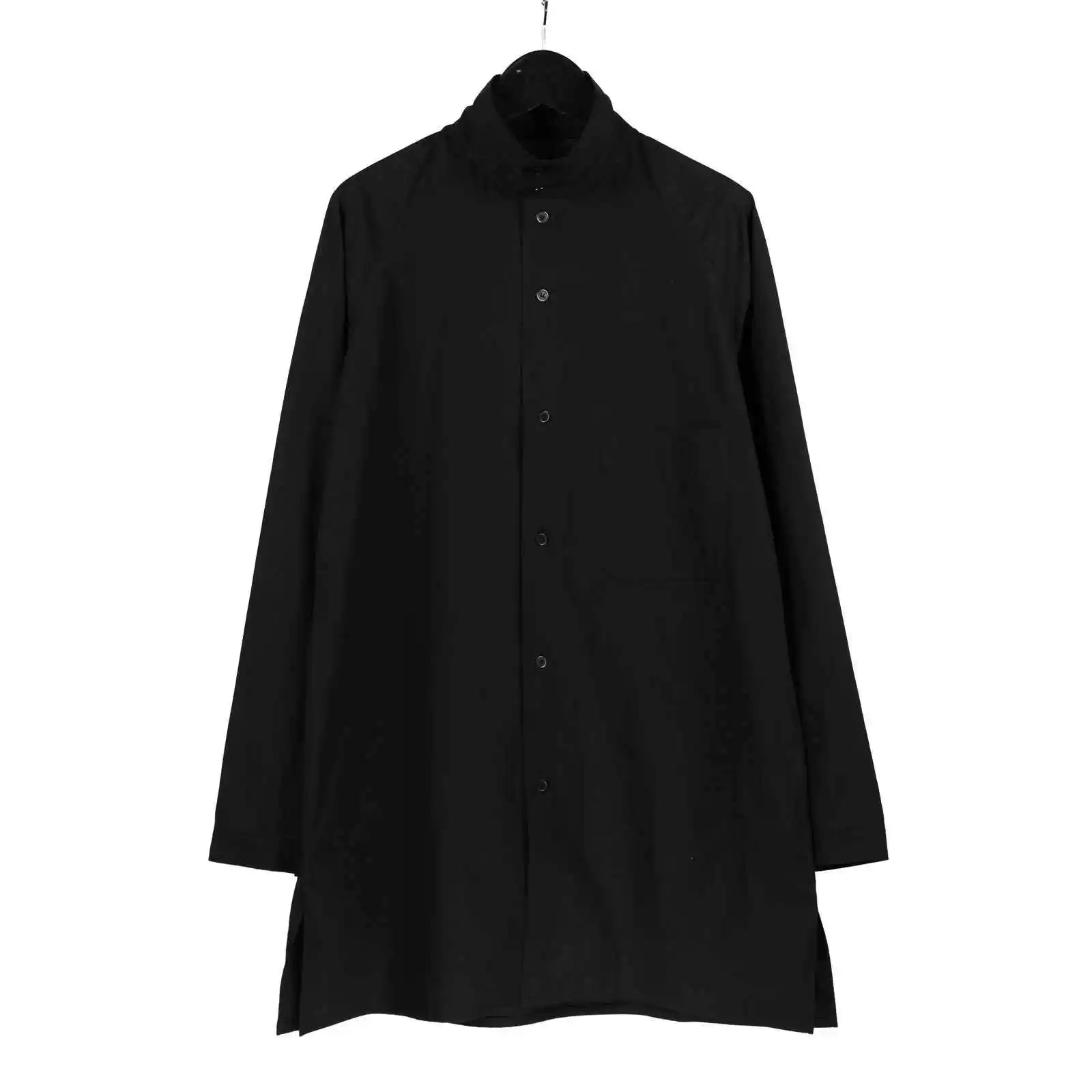 

TOP-YAMOTO японский оригинальный дизайн темно-нишевая черная свободная рубашка из чистого хлопка с длинными рукавами новый стиль