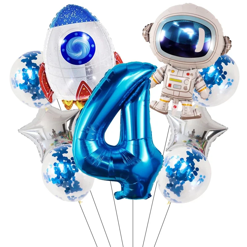 Astronauten-Weltraum-Thema Zahlenballon-Set für Jungen Kindergeburtstag Babyparty Galaxie Weltraum-Dekor Zubehör – Detail 5