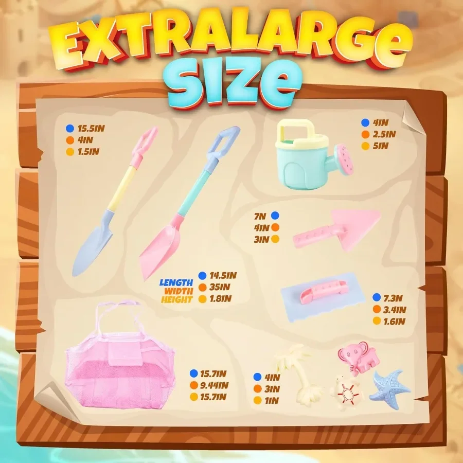 Beach Toys for Toddlers 1-3, Kids Sand Toys Set with Dump Truck, Beach Shovels, Scoops, Molds - Outdoor Sandbox Toys with a Mesh