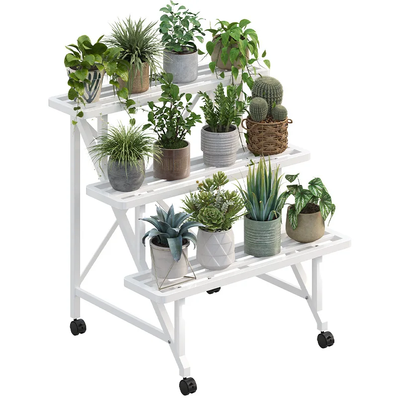 Plant Stand Rack Multi-Tier Rolling Flower Shelf for Balcony Living Room Heavy Duty Outdoor Planter Display Stand for Succulents