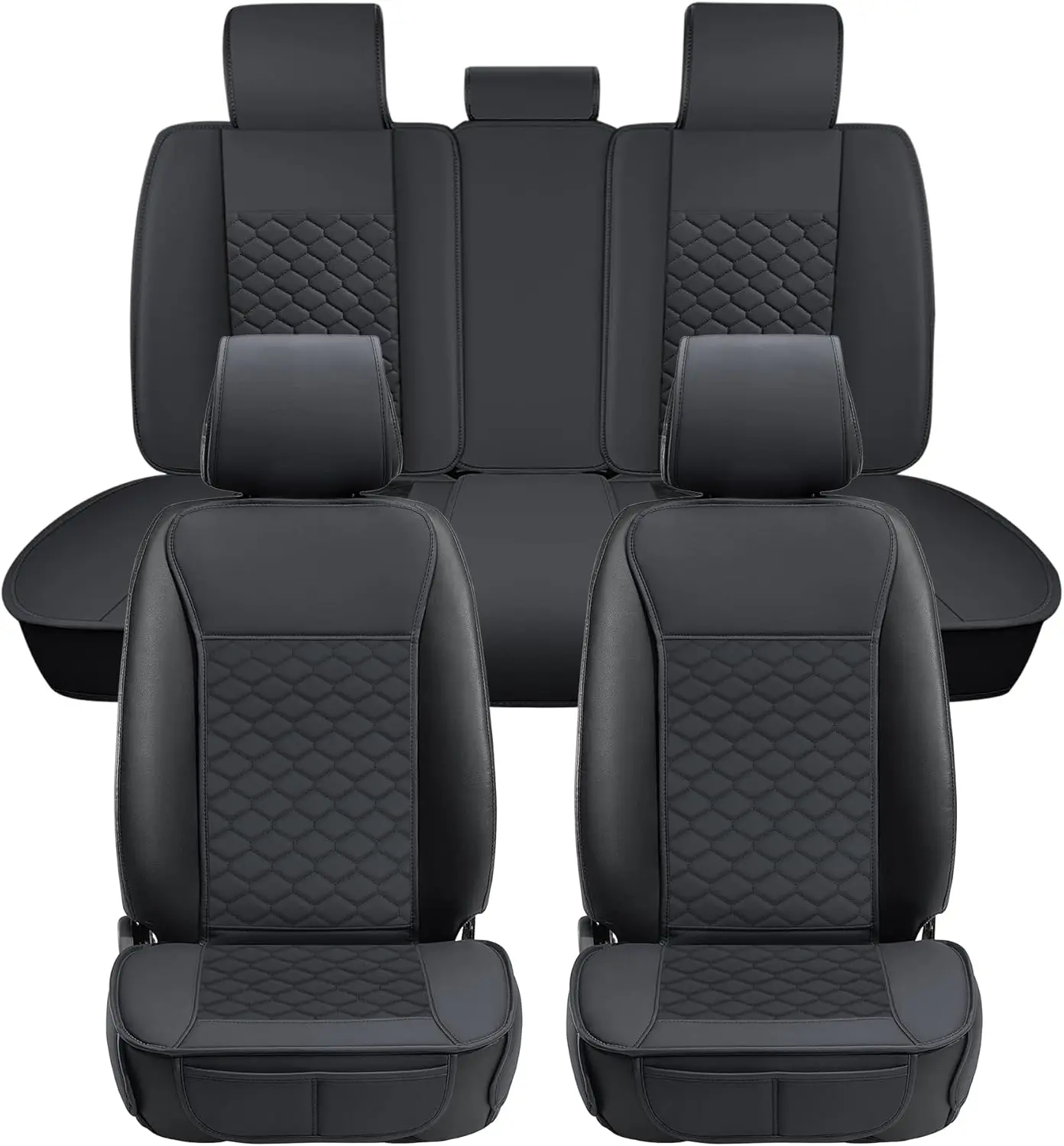 

Car Seat Cover Full Set Leather Car Seat Protector Universal fit for Most Cars SUVs and Trucks Water Proof Front and Rear Seat P
