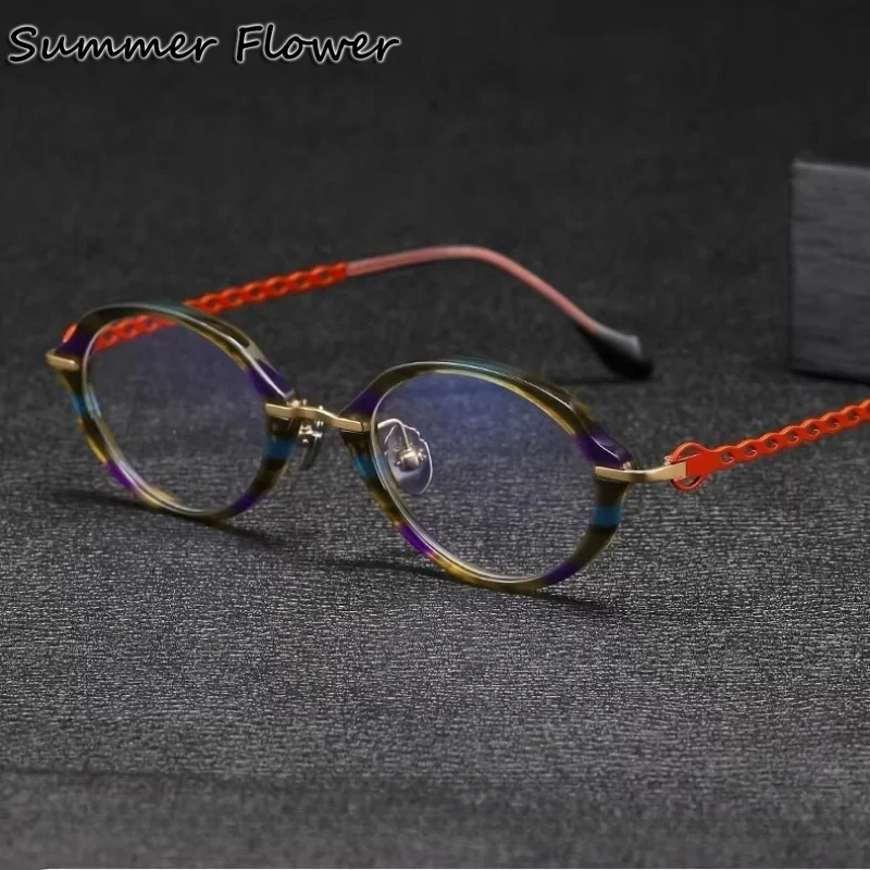 

Top Quality Retro Eyewear Frames Acetate Titanium Women Men Eyeglasses Optical Gafas High Myopia Degree Precription Lenses