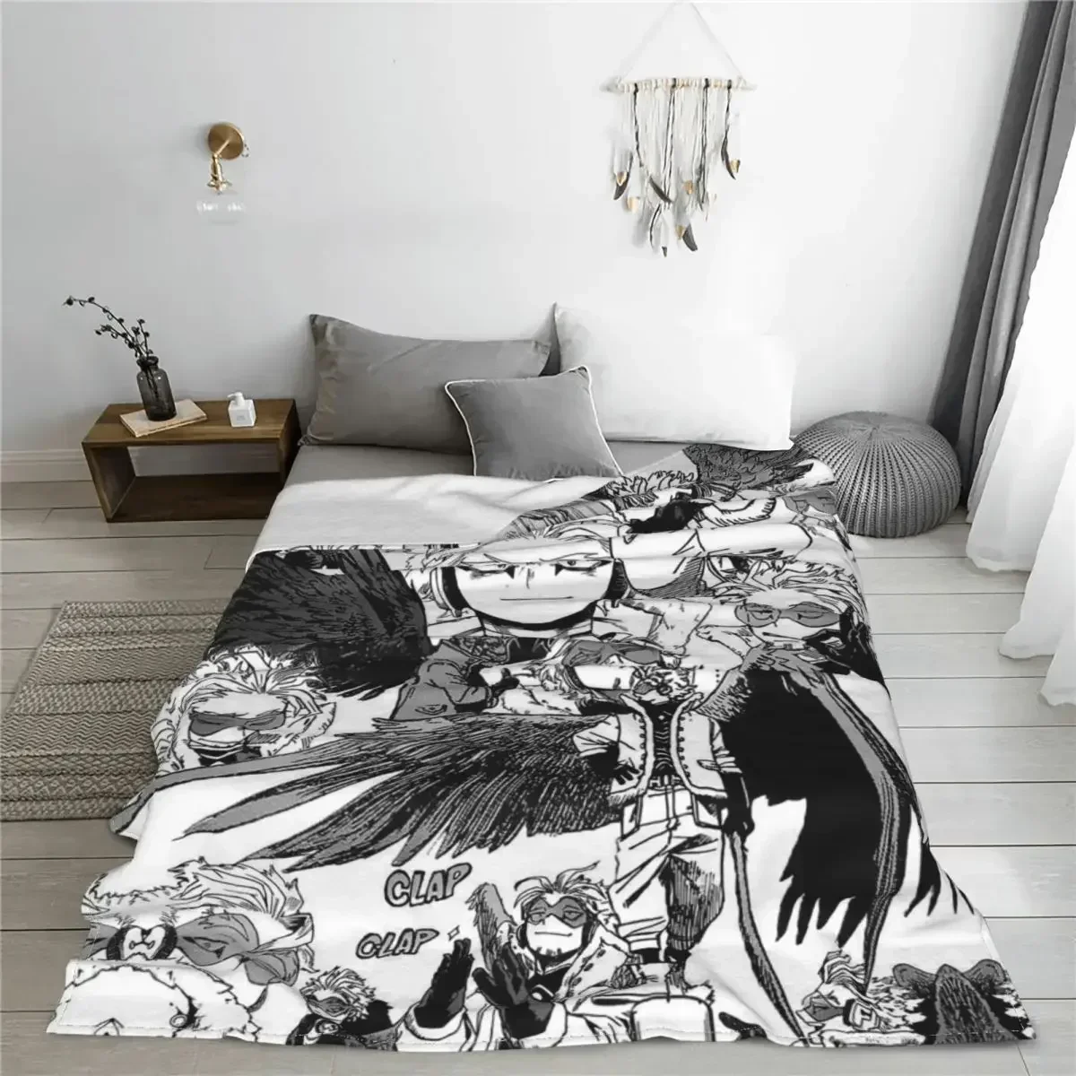 Boku No My Hero Academia Manga Coral Fleece Plush Throw Blanket Hawks Collage Anime Blanket for Bedding Travel Warm Bedspread