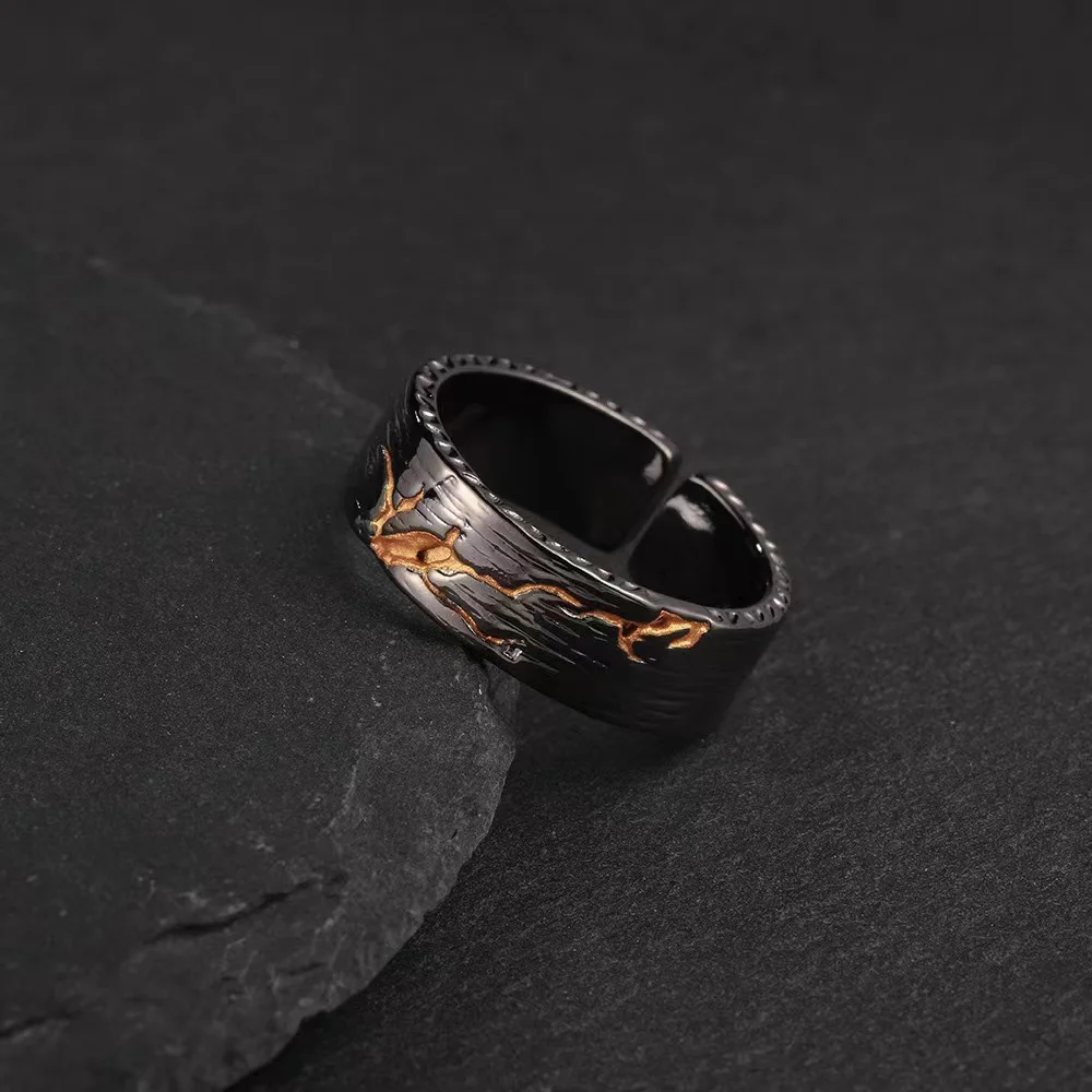 Retro Carved Crack Painting Ring For Women Men Vintage Handmade Open Ring Punk Gothic Accessories Designer Jewelry Love Gift