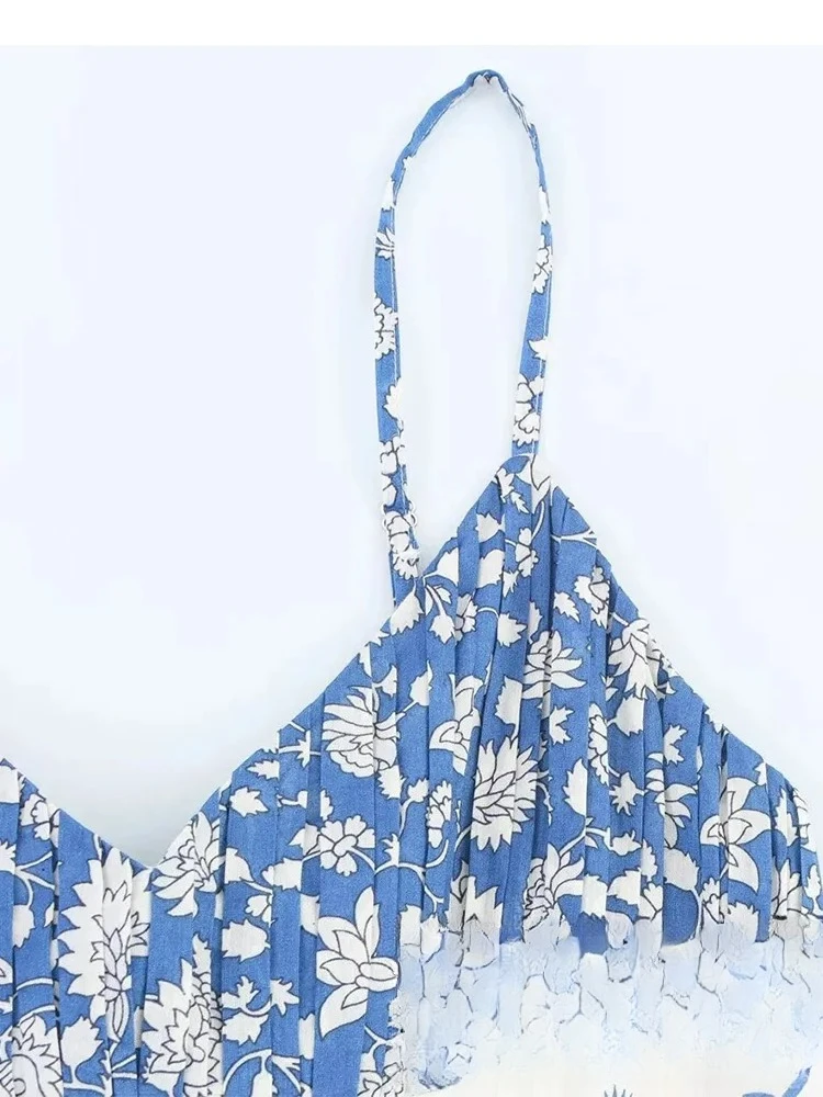 KONDALA Sexy Chic Women Flower Print Dress Cami Sleeveless Bow Draped Long Vestidos New Fashion 2025 Spring Summer Holiday Dress