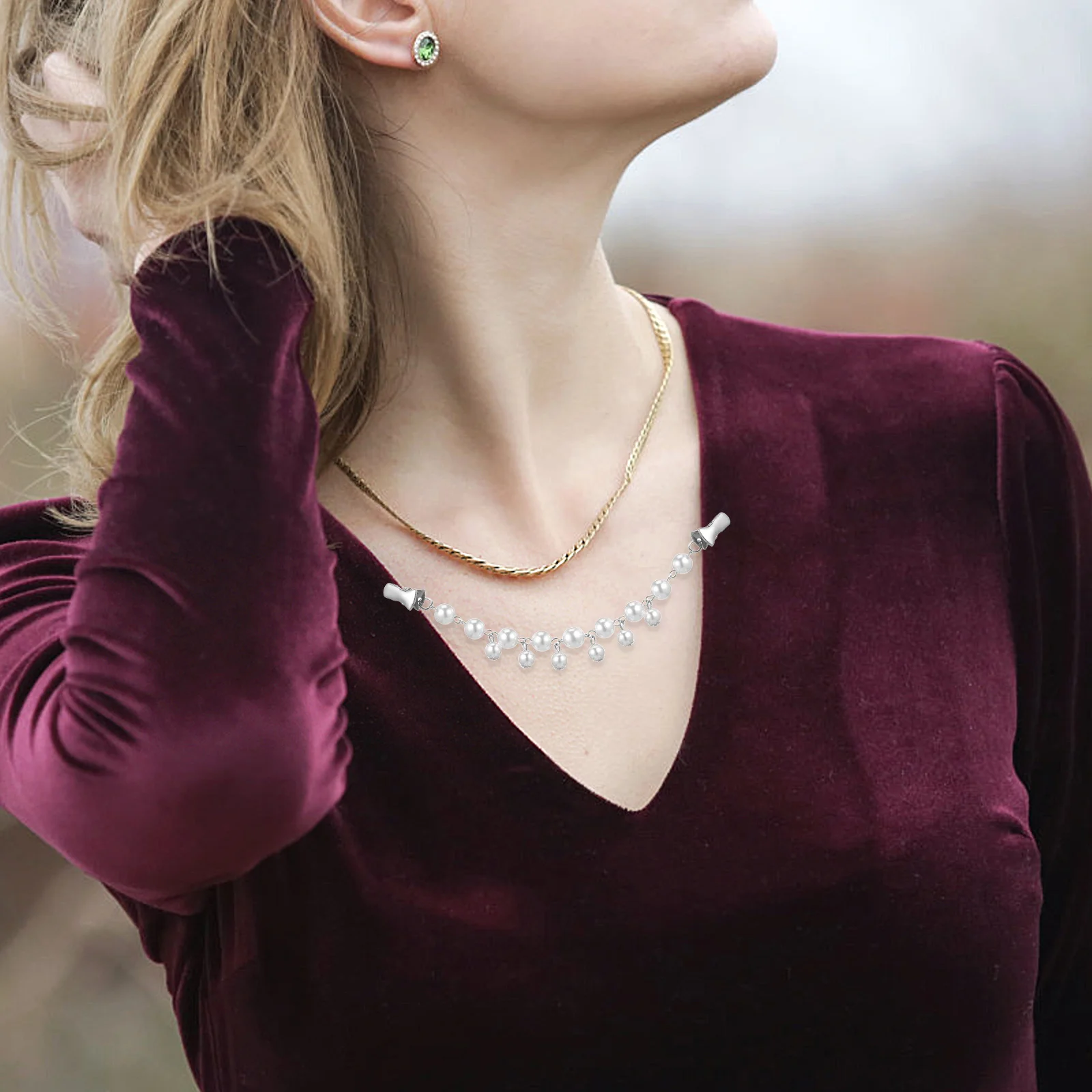 2 قطعة سلاسل سترة الراتنج خمر سترة كليب للنساء أنيقة الرقبة الديكور أنيق طوق الاكسسوارات سلسلة بدلاية