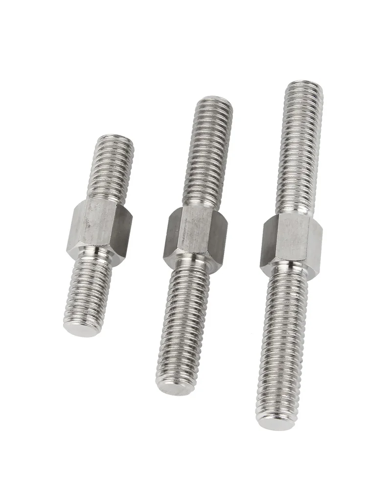 

1-10pcs M3M4M5M6M8M10M12M14M16 304 Stainless Steel External Hexagonal Front And Reverse Teeth Double Head Screw Bolt Screw Rod