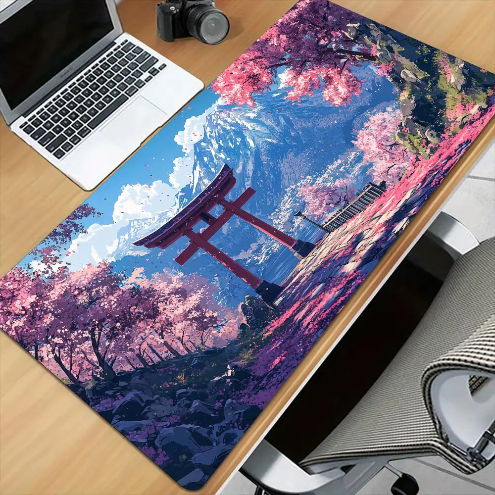 Sakura Shrine Large Mouse Pad Desk Mat with Stitched Edge Non-Slip Durable Gaming Mats PC Accessories Desk Pad HD Printing