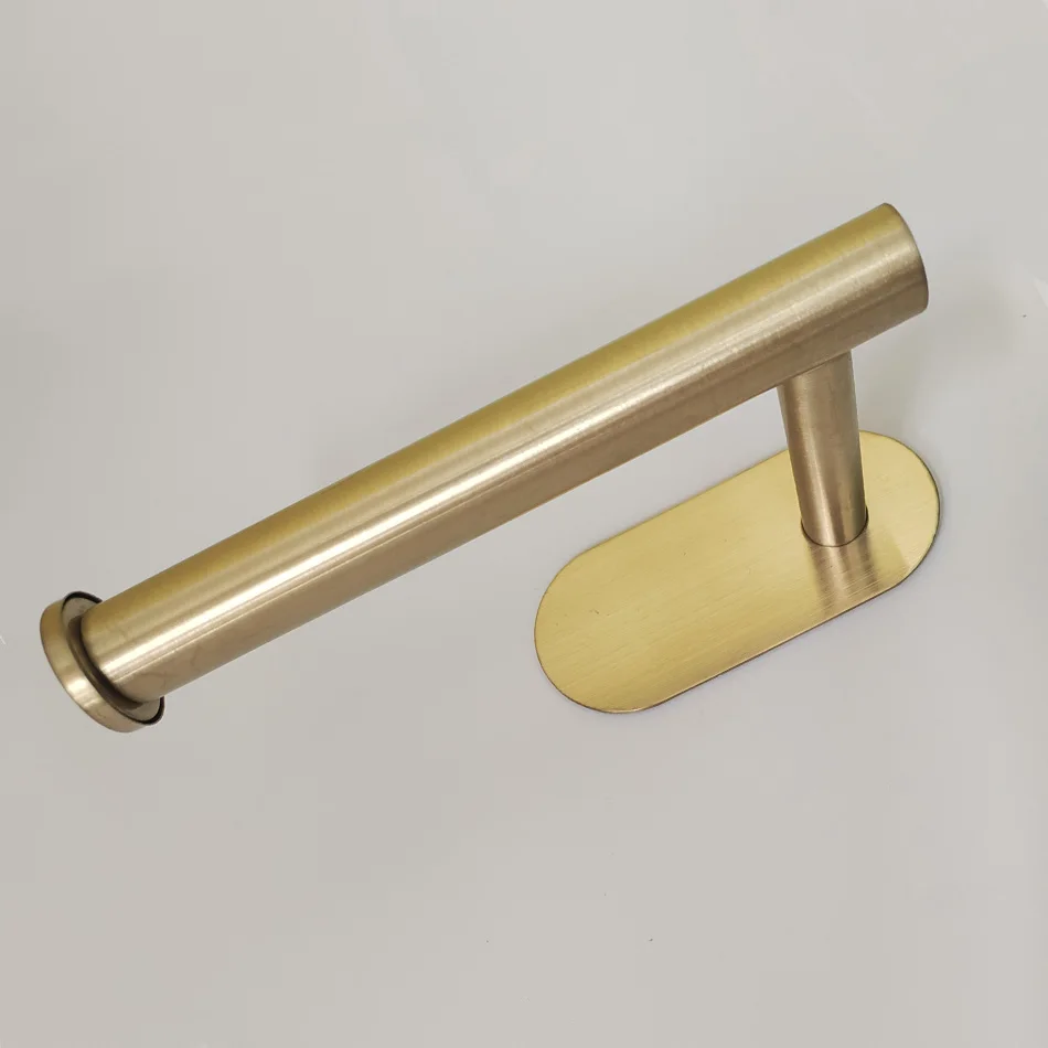 Brushed Gold Paper Holder Adhesive Stainless Steel White Black Lavatory Bathroom Toilet Paper Towel Hanger WC Tissue Roll Rack view 5
