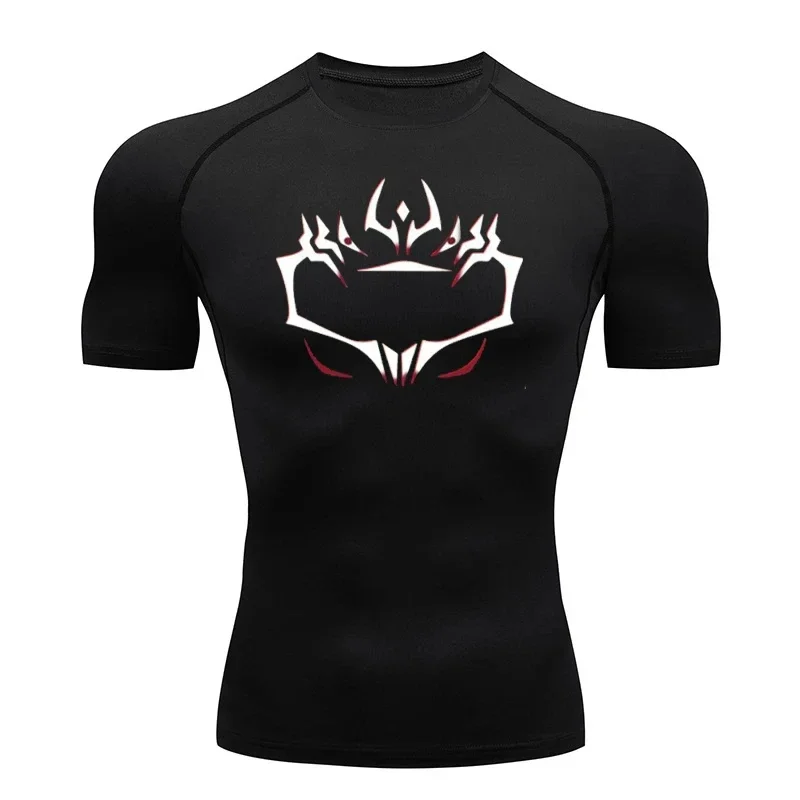 Workout Fitness Athletic T-Shirt Men\'s Compression Shirt Anime Jujutsu Kaisen Tight Gym TShirts Fitness Elasticity Tops Tee