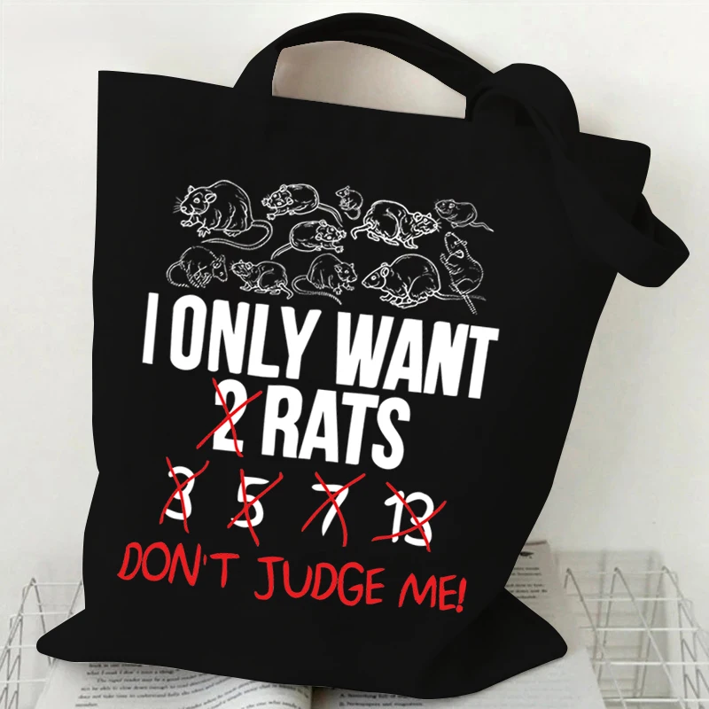 Rat Ladies Shopping Bags Canvas Eco Reusable Tote Bags Cartoon Animal Rat Shoulder Bag Vintage Helicopter&city Women\'s Handbags