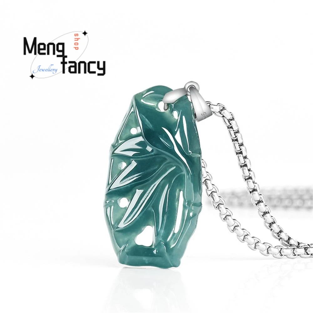 

Натуральный нефритовый кулон класса А «Бамбуковый узел» с серебряной застежкой S925, изумрудно-зеленый, изысканный, модный, ювелирное украшение, подарок на праздник