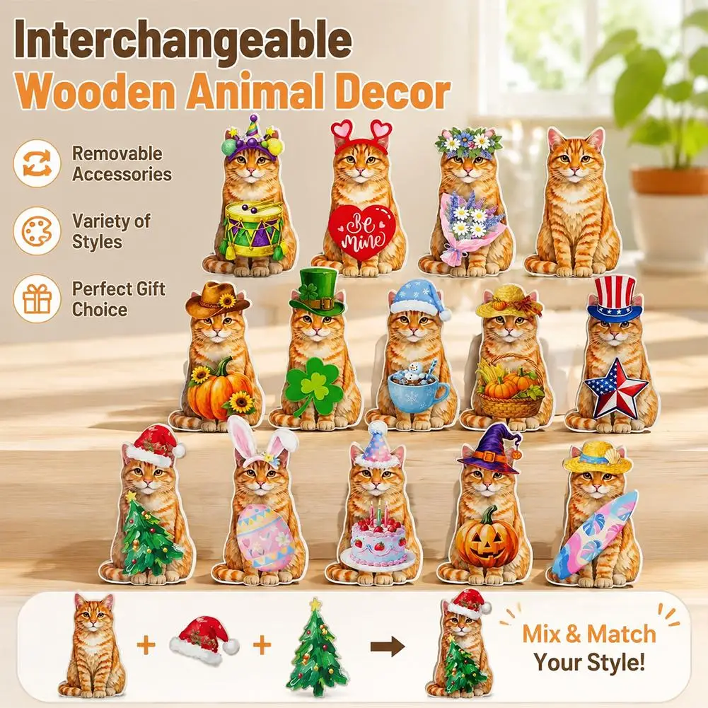 Magnetic Wooden Porch Goose Dress Up Outfits Clothes Seasonal Interchangeable Yard Sign Holiday Home Desk Decor Gifts