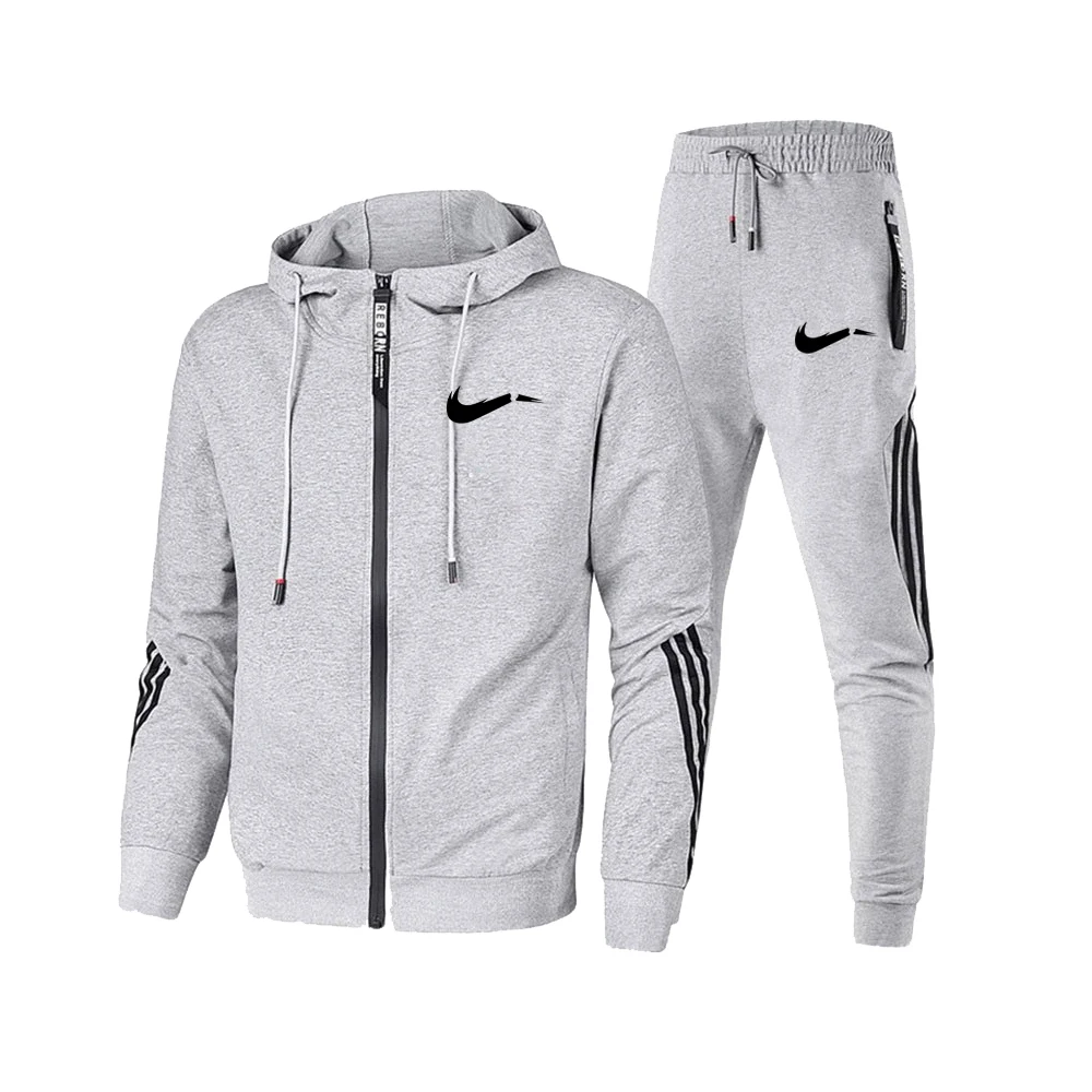 Triple Slant Hoodie Jacket Sport Zipper Tracksuits Sports Jogging Male Fitness Clothing2024 Men\'s Hoodies+Pants Two Piece Sets