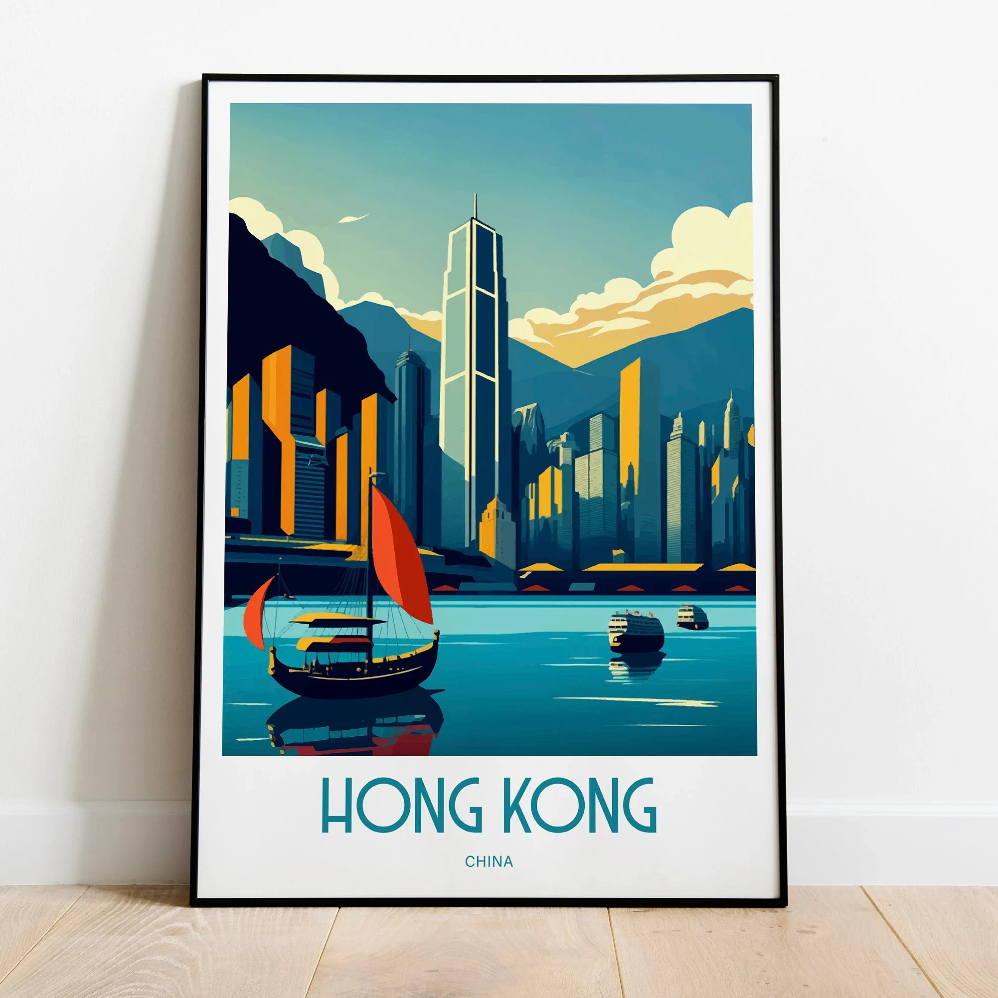 

Hong Kong City Travel Print Poster Housewarming Gift Hong Kong Skyline Travel Canvas Poster Gift Home Decor Hong Kong Cityscape