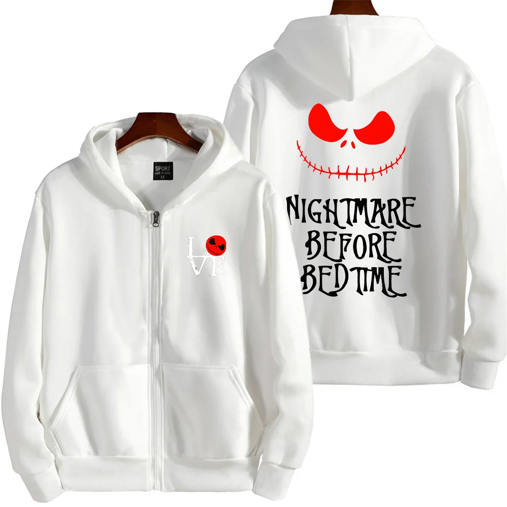 Disney Jack Skellington The Nightmare Before Christmas Couple Printed Hoodie Cartoon Skull Leisure Sports Street Student Hoodie
