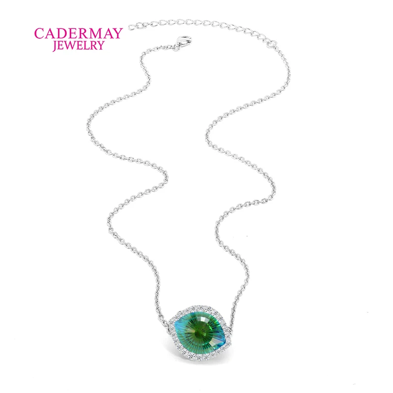 

Высокое качество 925 серебряный кулон в форме глаза желтый, синий, фиолетовый 10x13 мм маркиза Halo муассанит CZ кулон ожерелье для женщин подарок