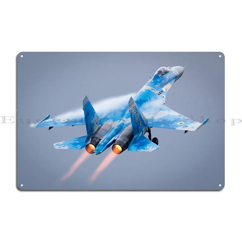 Ex Russian Soviet Cold War Sukhoi Su 27 Flanker Displays At The Fairford International Air Tattoo Metal Plaque Poster