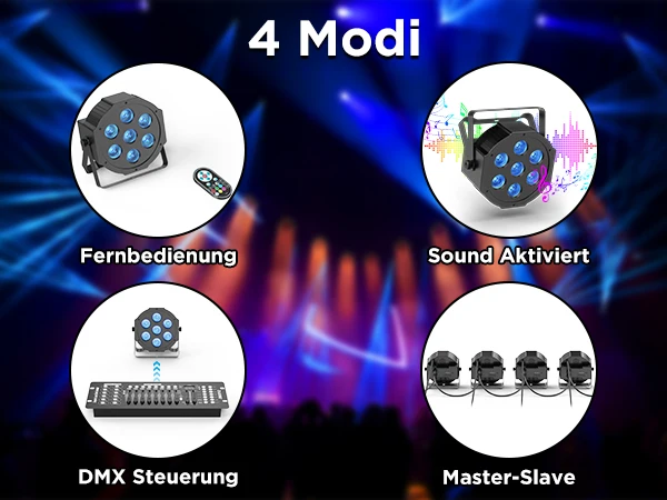 U'King 4PCS Stage Light 7x3W RGBW LED Par Light DMX 7 Channel Light Sound Activated Party Light For Nightclub Party Disco DJ KTV