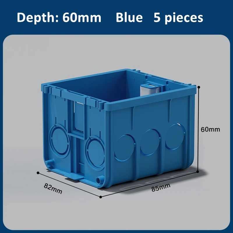 5 stuks 50/60mm diepe 86 type universele bodemdoos met verhoogde doos gesplitst met schakelaarcontactdoos PVC aansluitdoos rood/blauw/wit